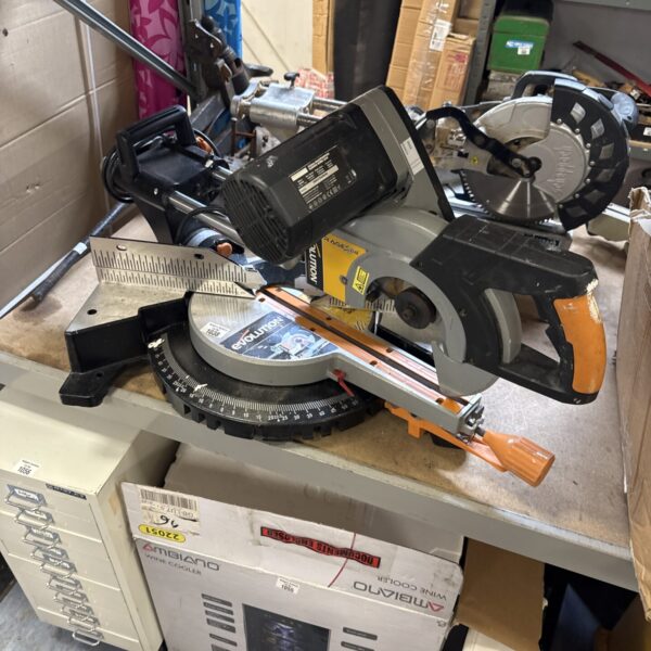 Evolution chop saw for metal cutting, offered for spares or repair.