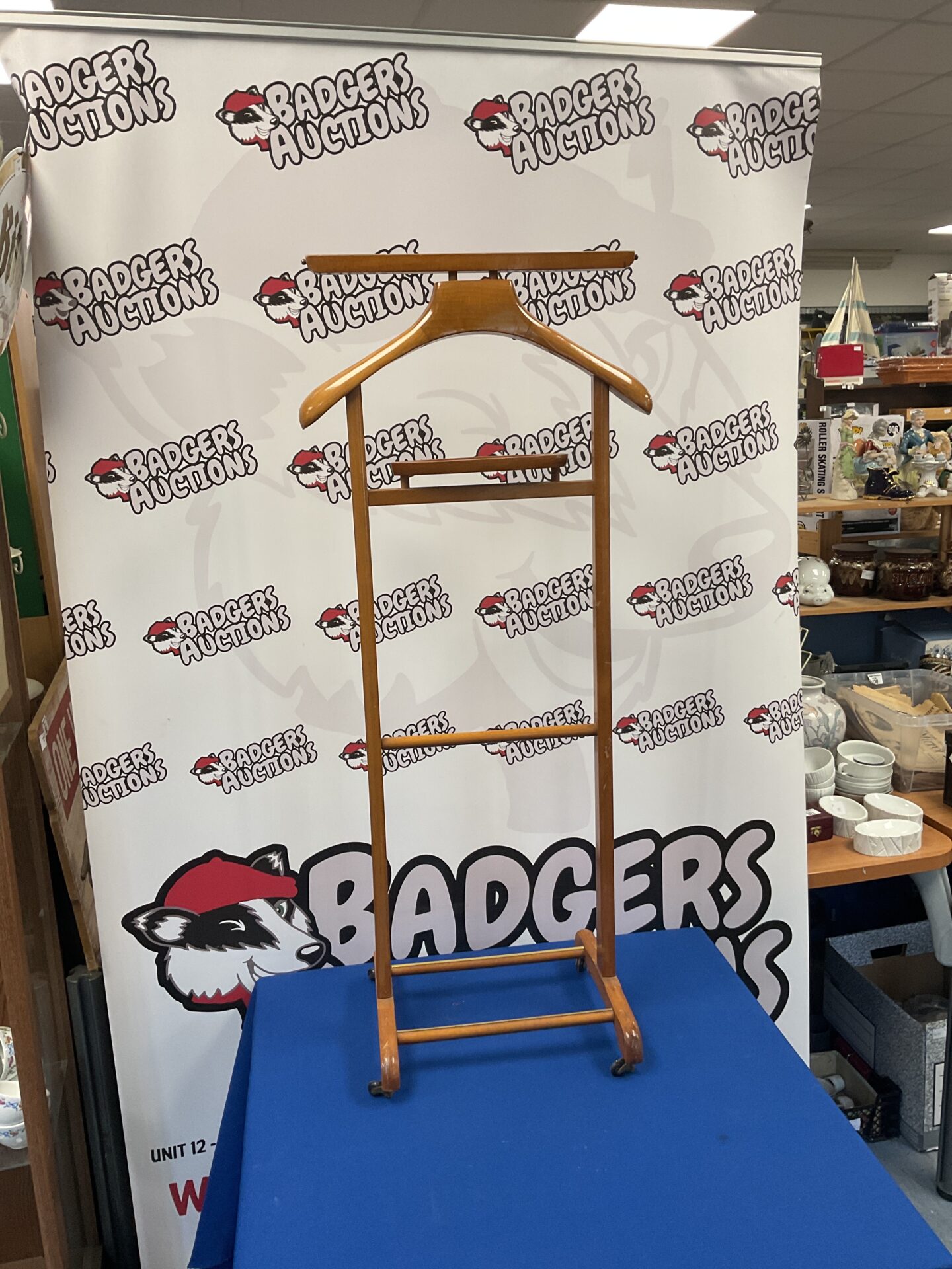 067 Mid century teak valet coat stand
