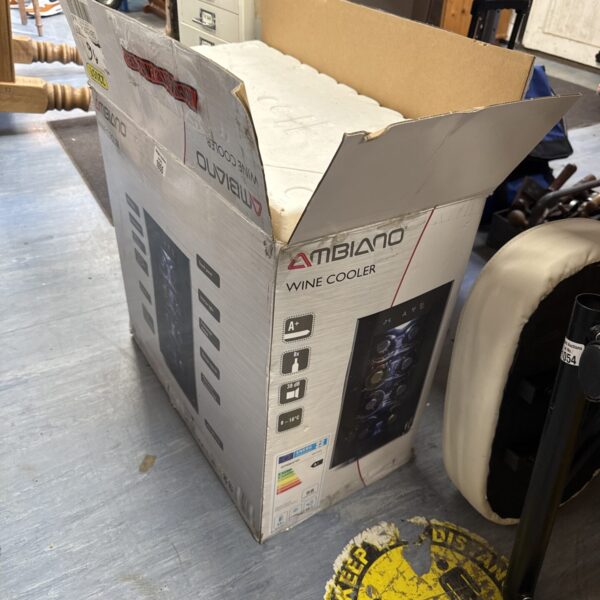 Ambiano wine cooler in its original cardboard box.
