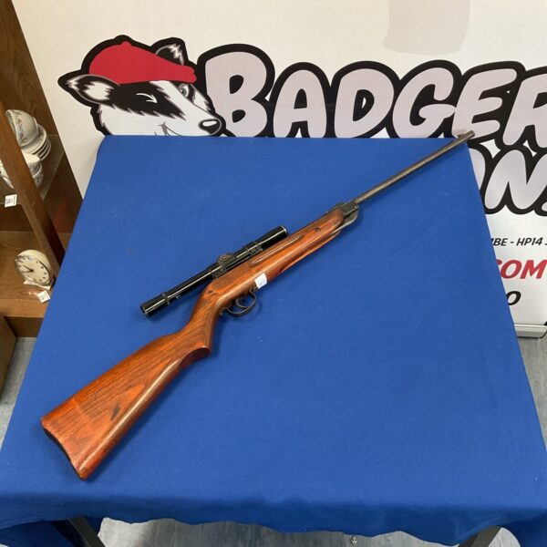 Vintage Diana Mod 25 .177 air rifle with BSA scope for shooting.