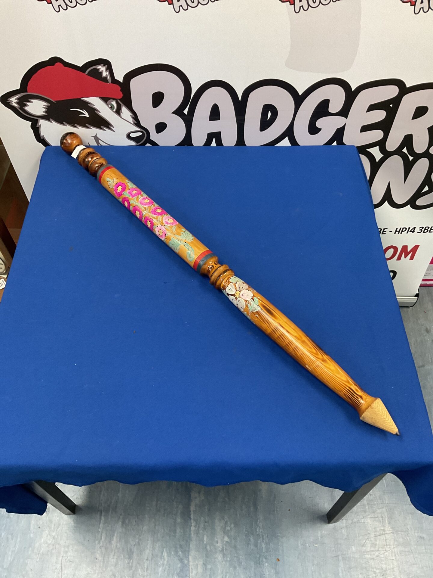 731 Large hand painted wooden pencil