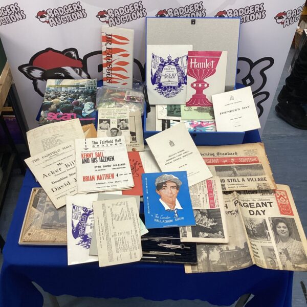Box of vintage ephemera inc newspapers & theatre programmes