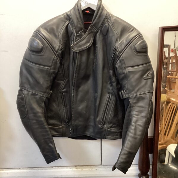 Black Hein Gericke motorcycle jacket, size 52, for sale.