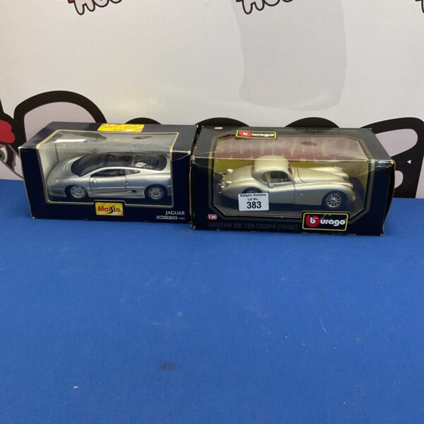Burago Jaguar XK120 Coupe diecast model in original box.