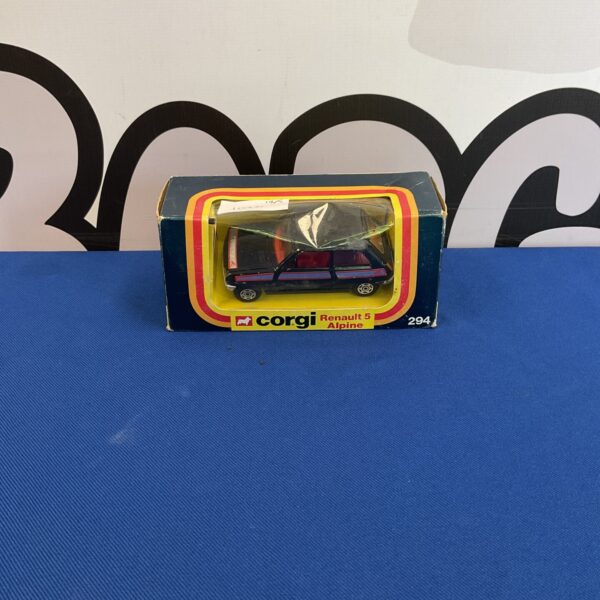 Vintage Corgi Renault 5 Alpine diecast model car in box.