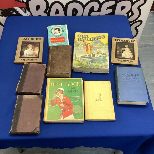 A lot of vintage children's books, including "Our Darlings".