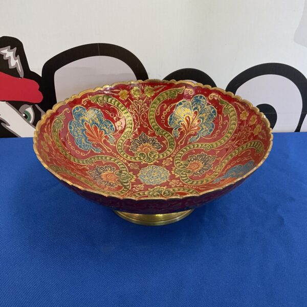 Intricate Chinese cloisonné bowl with a vibrant dragon design.