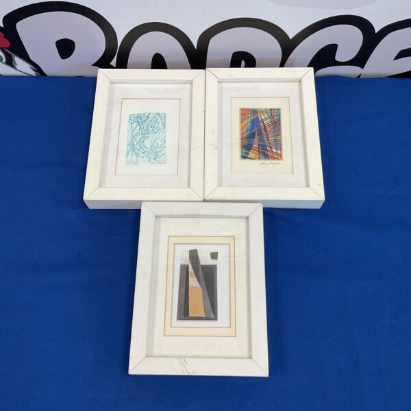 Framed Michelle Morrell Newlyn School etchings and Zajec oil paintings on card.
