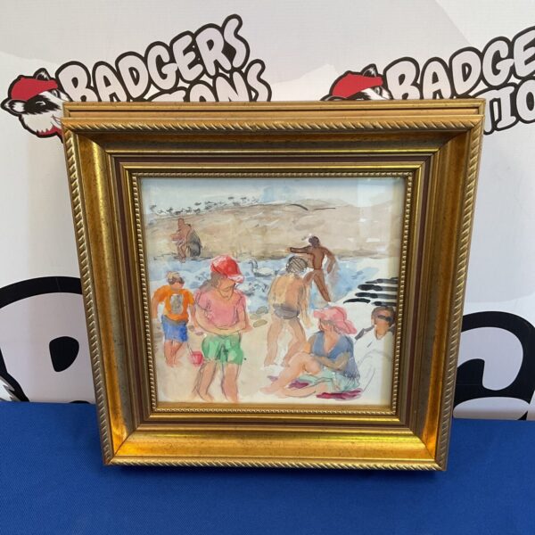 Original John Harvey watercolour painting of children on a beach.