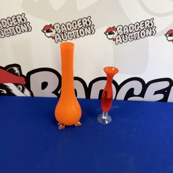 Vibrant orange Murano glass vase with a flared shape.