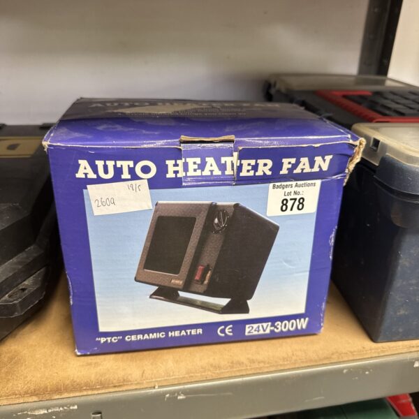 Unused 12v auto heater fan for vehicles, compact design.