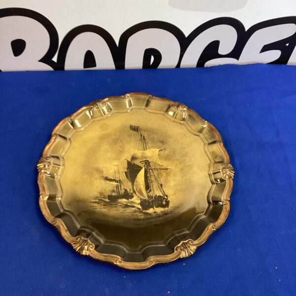 Antique Royal Visits commemorative plate with sailing ship design.
