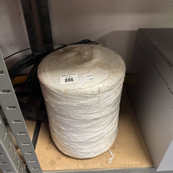 Large reel of white nylon string for crafting and industrial use.