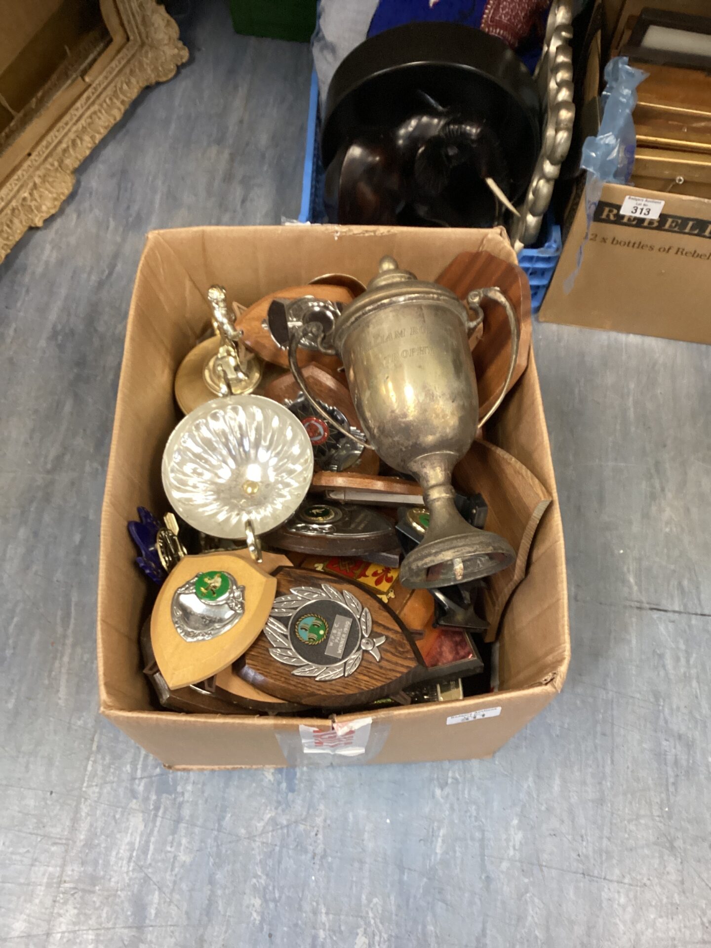 311 Box of mixed trophies and shields