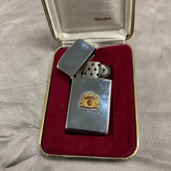 Vintage Zippo slim petrol lighter in its original presentation box.