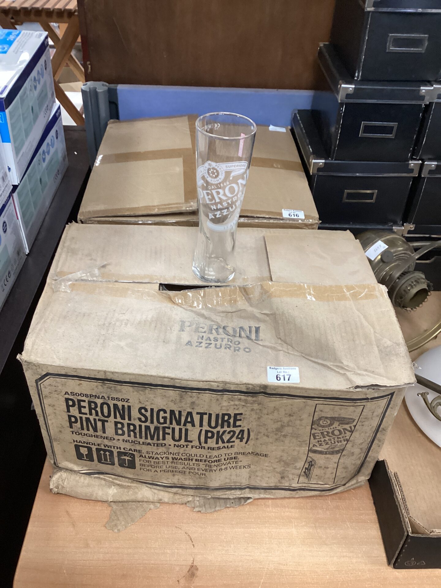 617 Case of Peroni Pint Glasses