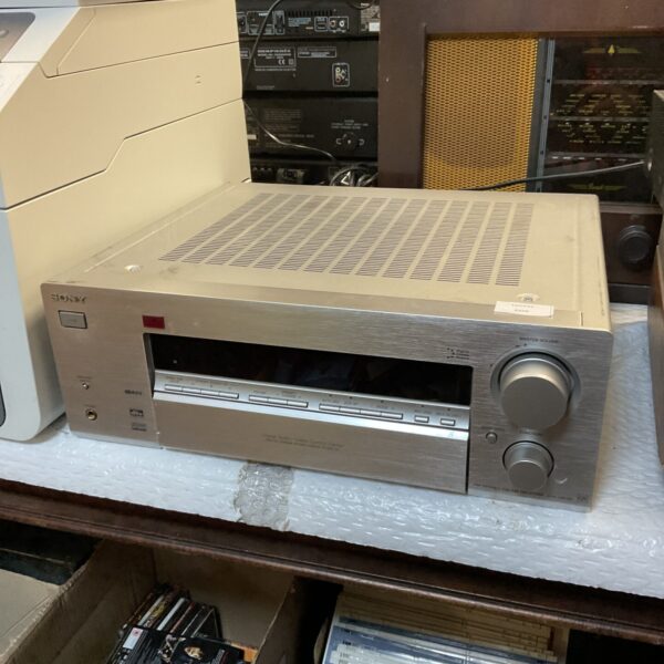 Silver Sony STR-DB780 AV receiver for home cinema setup.