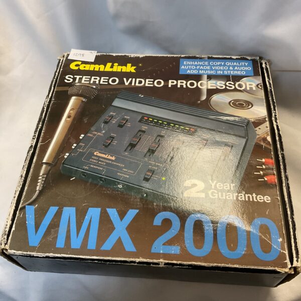 Vintage Camlink VM-500 stereo video processor in original packaging.