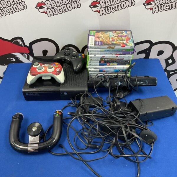 Xbox 360 console bundle with games and controller for retro gaming.