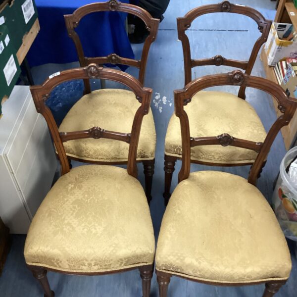 Four Antique Walnut Framed Dining Chairs
