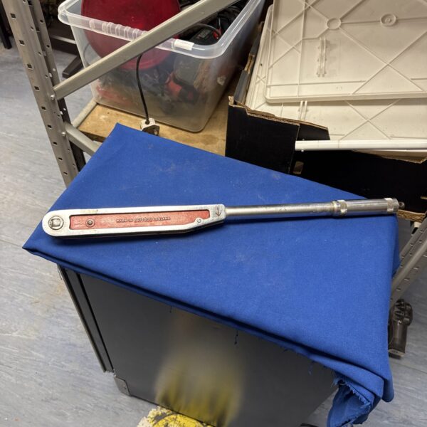 Vintage Britool torque wrench in used condition, ideal for collectors.