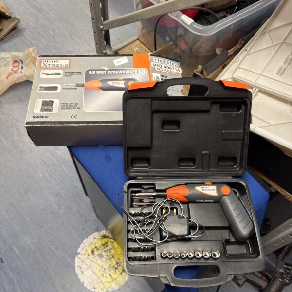 Challenge Xtreme cordless screwdriver set with bits included.
