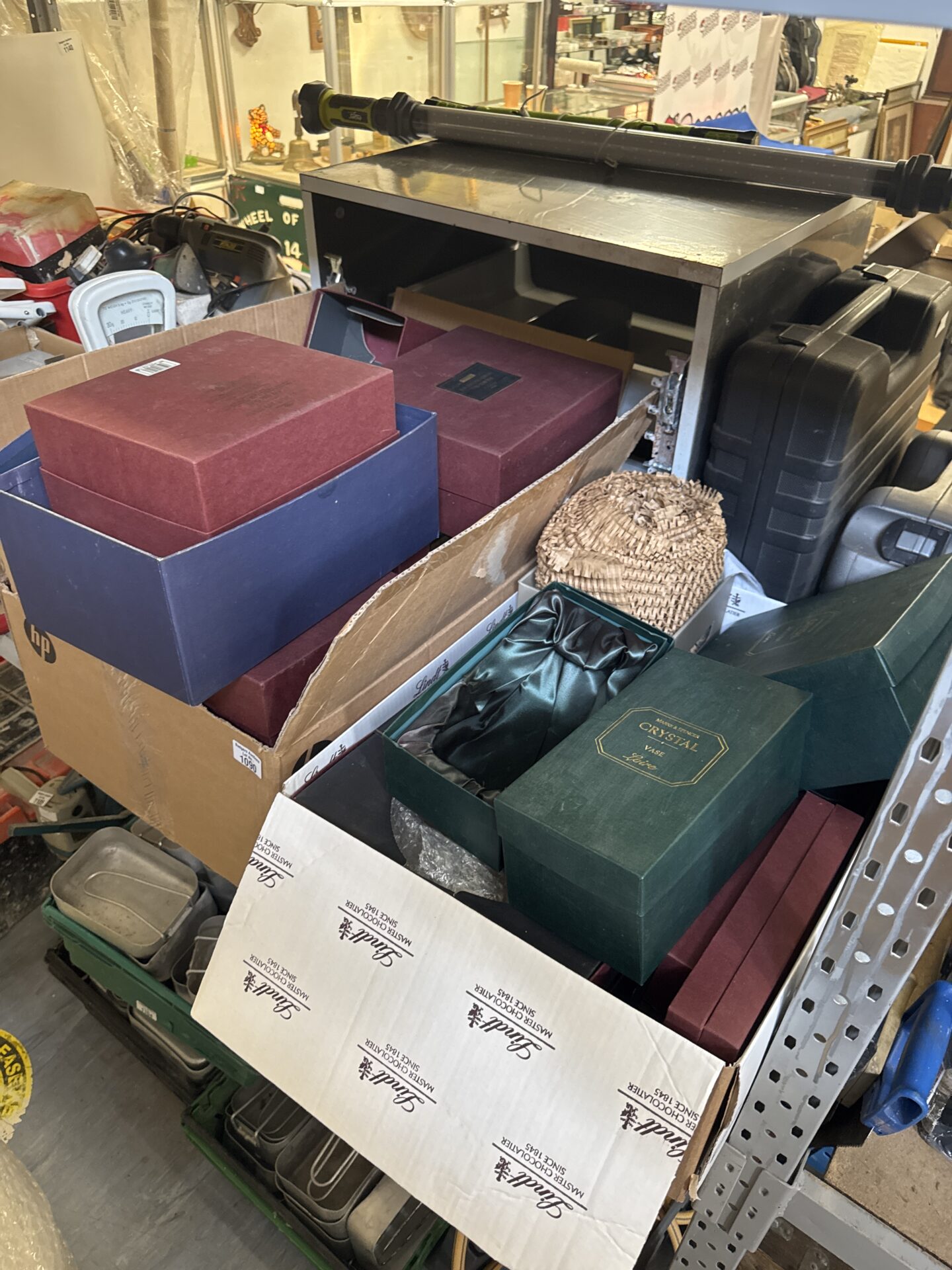 1090 Two boxes of assorted empty boxes with some bubble wrap