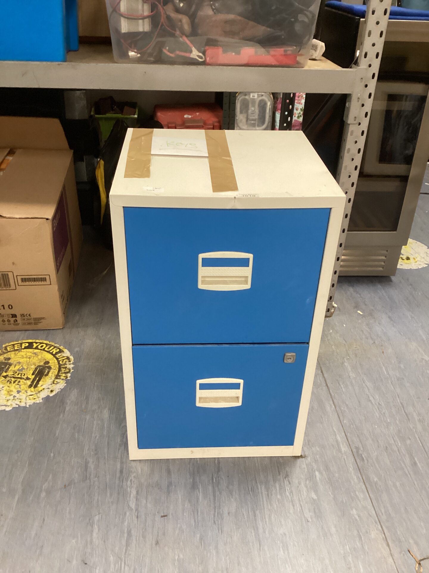 1010 Two drawer metal unit with lock and keys