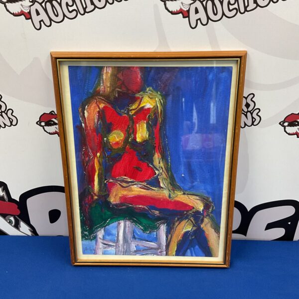 Vibrant 1946 oil painting of a nude lady by Angela Lyle.