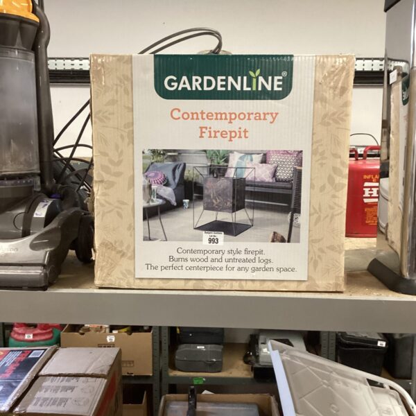 Gardenline Contemporary Fire Pit in original packaging.