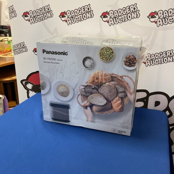 Sealed silver Panasonic SD-YR2550 automatic bread maker in box.