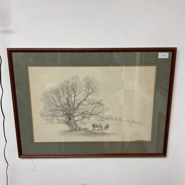 Signed William Geldart limited edition horse print under a tree.