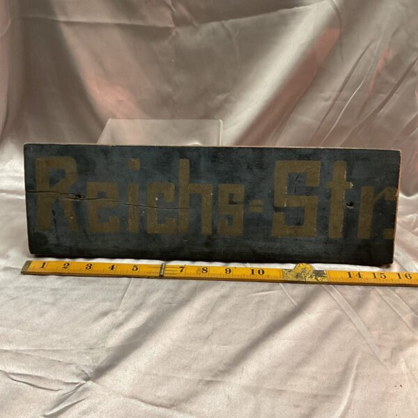 Antique German Reichs Str street sign captured during WWI in Lacouture.