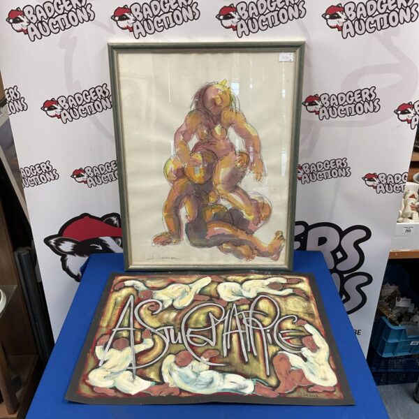 Original J Jacquier abstract painting of a dynamic figure.