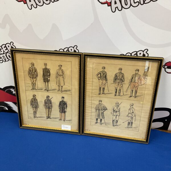 Vintage French Army uniform prints from World War I.