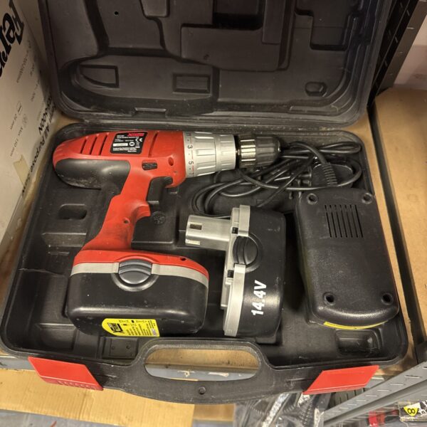 Challenge 14.4V cordless drill in a carry case.
