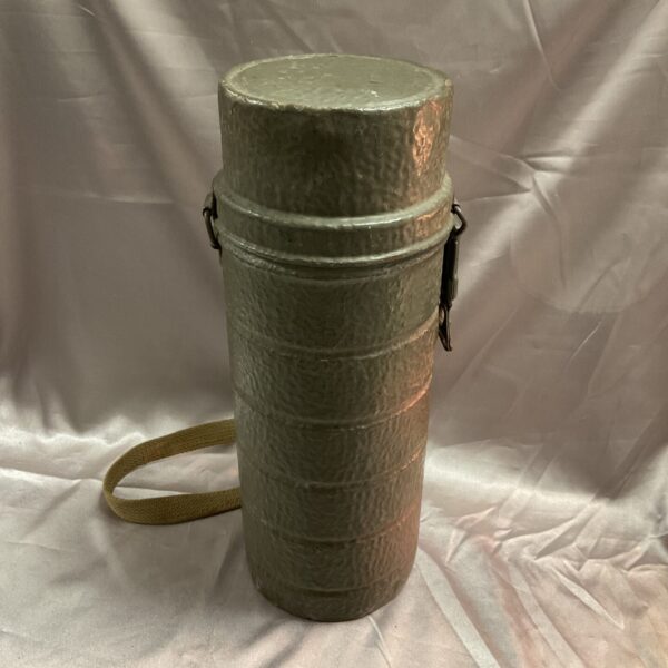 Vintage German gas mask canister with carrying handle.