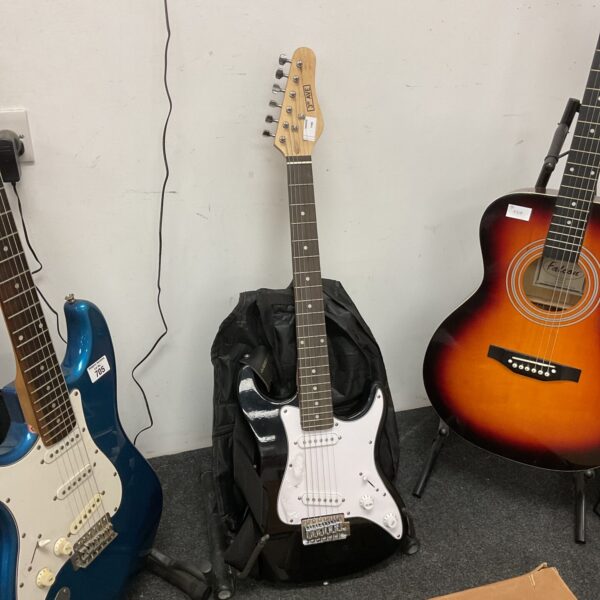White 3rd Ave child's electric guitar for beginner musicians.
