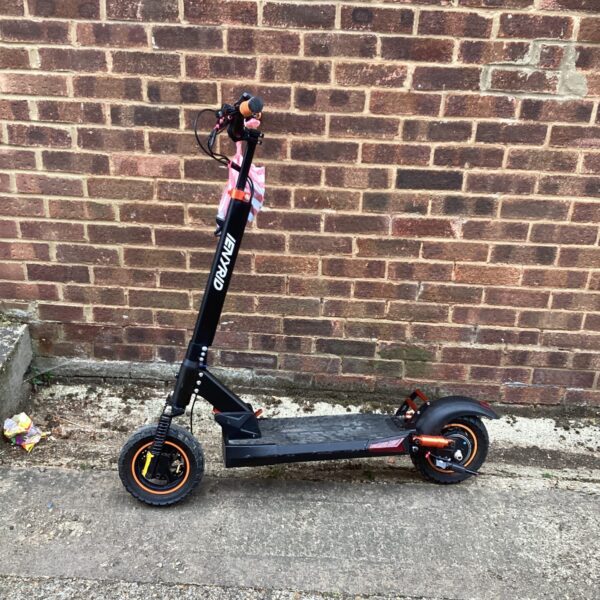 Black Inyrid electric scooter, foldable personal transport.