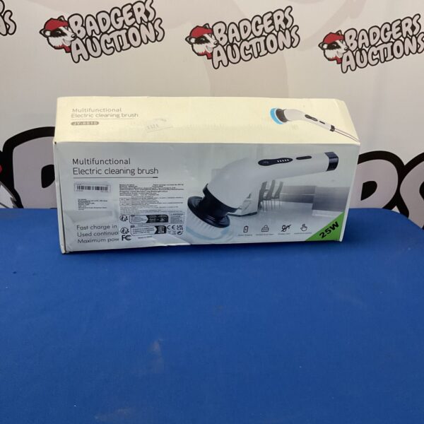 Front view of a handheld electric cleaning brush.