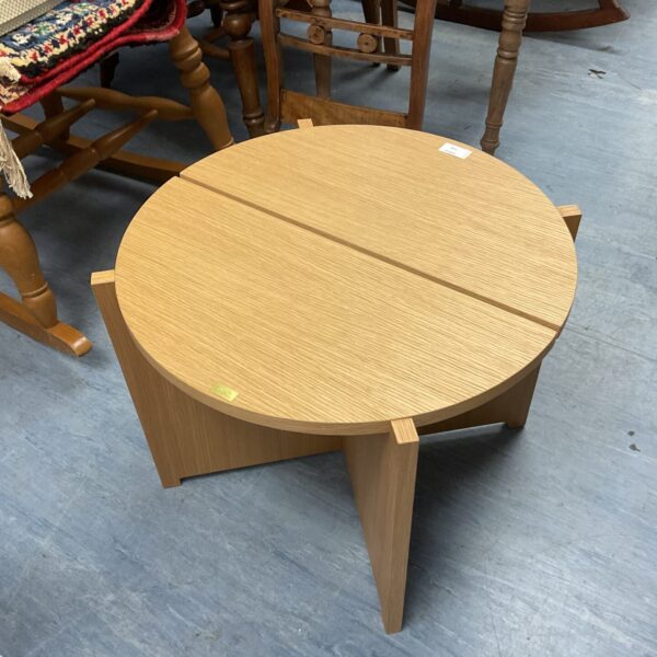 Stylish beech effect magazine table by Hubsch for living room use.