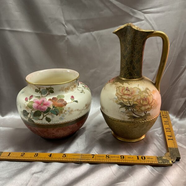 Antique Doulton Burslem ewer with New York pattern floral design.