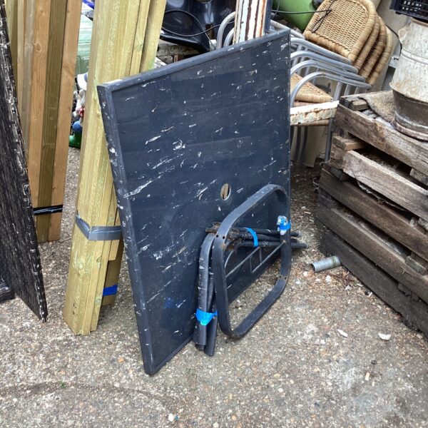 Dark tinted glass square patio table top for garden use.