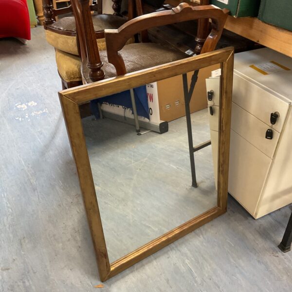 Square gilt framed mirror, vintage wall decor.