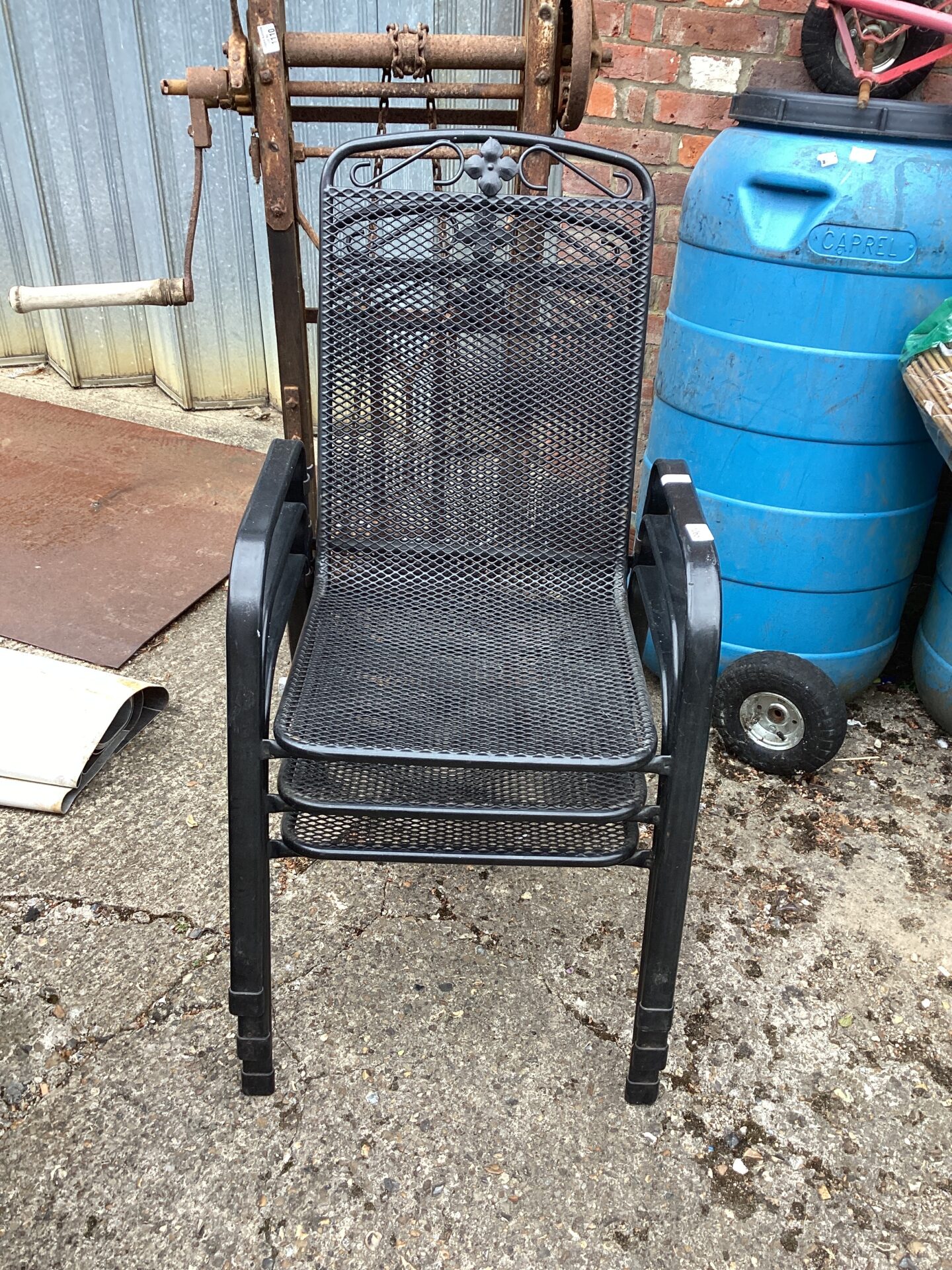 1065 Three metal garden chairs