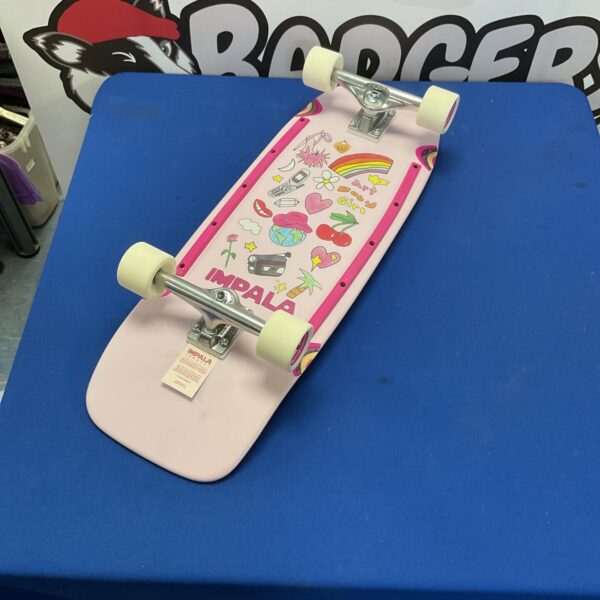 Vibrant Impala Latis art skateboard with Tensor trucks.
