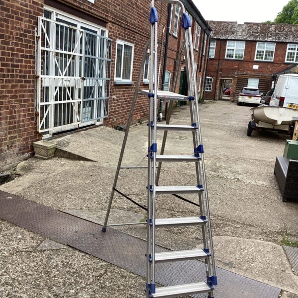 Aluminium platform step ladder for DIY and home use.
