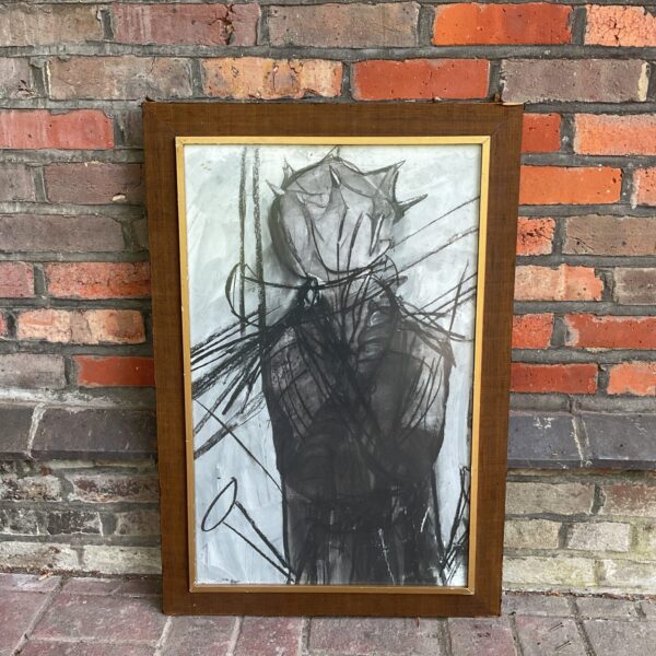 Mid-century modern abstract portrait by Albert Irvin in pastel.
