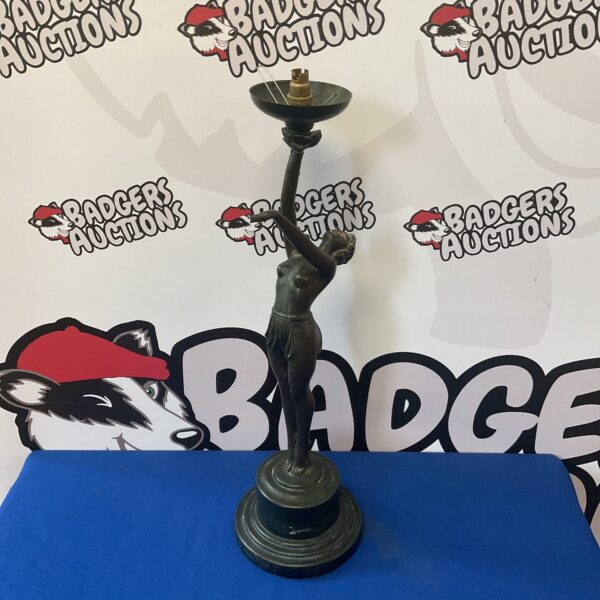 Vintage art deco lady lamp base in brass, a collectible lighting piece.