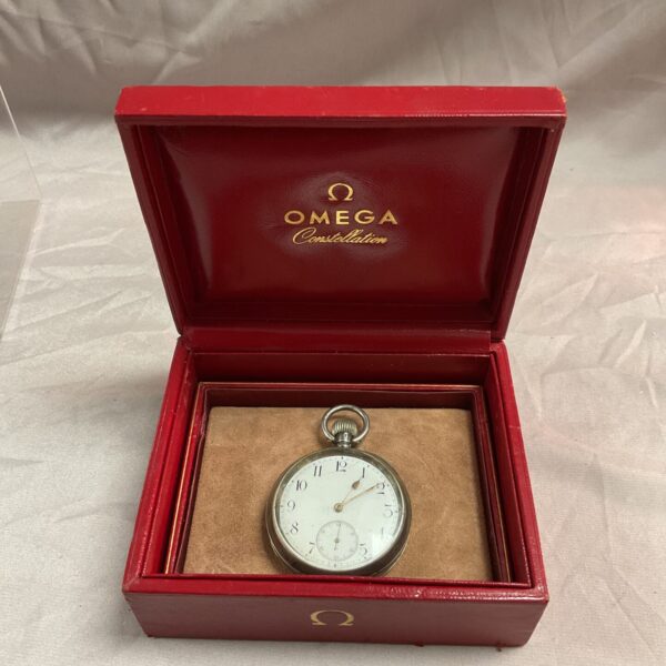 Vintage Omega Constellation pocket watch in silver case.
